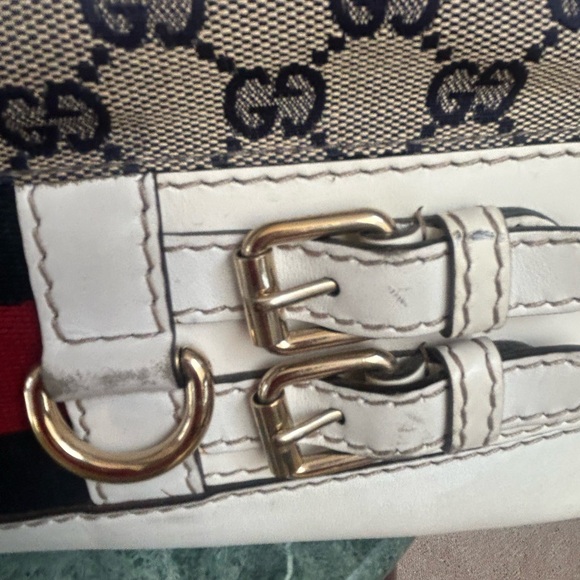 Gucci GG Blue,Red and White Web Stripe Signature Tote Bag - Picture 13 of 17